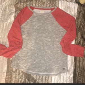 Roxy sweatshirt with pink/red baseball sleeves